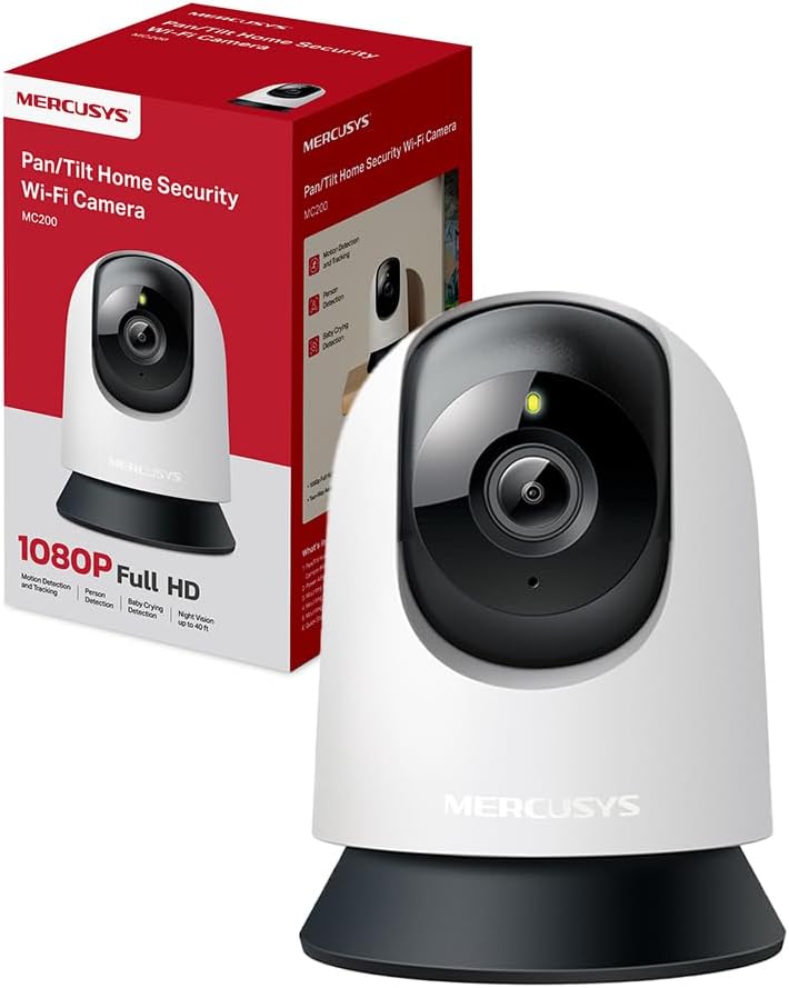 MERCUSYS-MC200-TELECAMERA-WI-FI-INTERNO-FHD,-VIDEOCAMERA-SORVEGLIANZA-360�,-VISIONE-NOTTURNA,-AUDIO-A-2-VIE,-RILEVAMENTO-DI-MOVIMENTO/NOTIFICHE/ALLARME,-ZONAPRIVACY,-SUPPORTA-MICROSD-FINO-A-512-GB